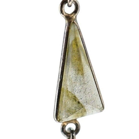 Lot Of 3 Stackable Sterling Silver Layered Necklace Set Labradorite Amber Boho - Picture 15 of 16